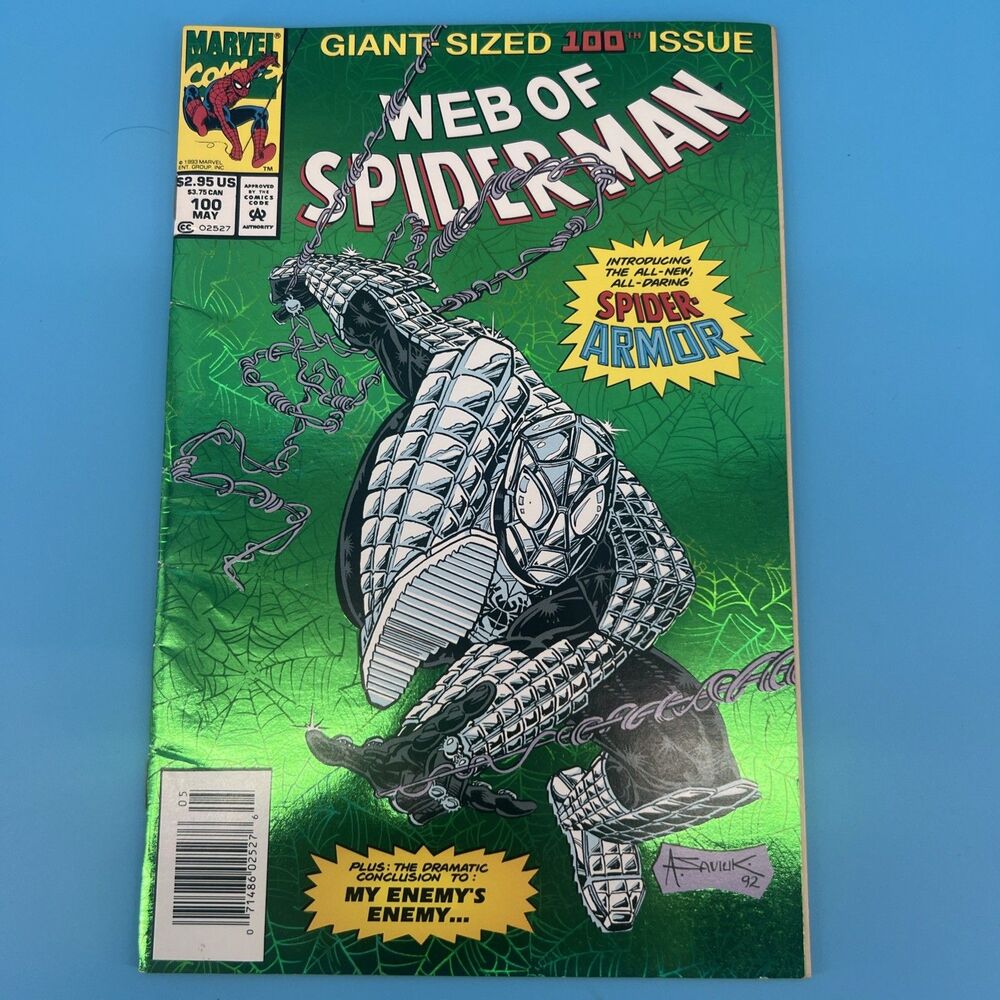 Marvel Comics Web Of Spider-Man #100 Green Holo Foil Cover 1st Spider Armor